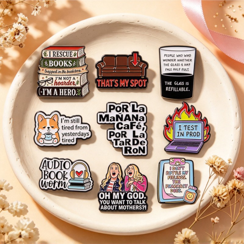 Tablet Cute Accessories - Spille smaltate con citazioni divertenti e